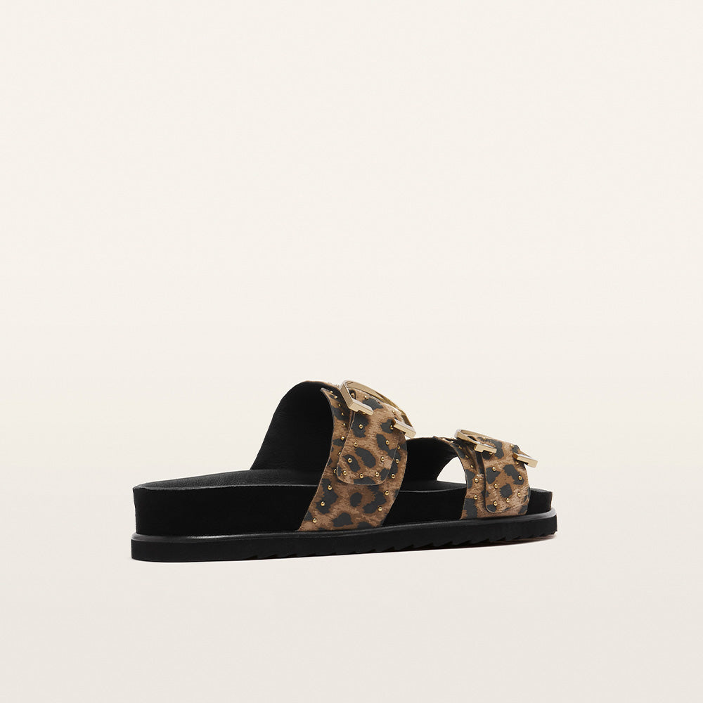 Deon Dark Leopard Print Suede Stud