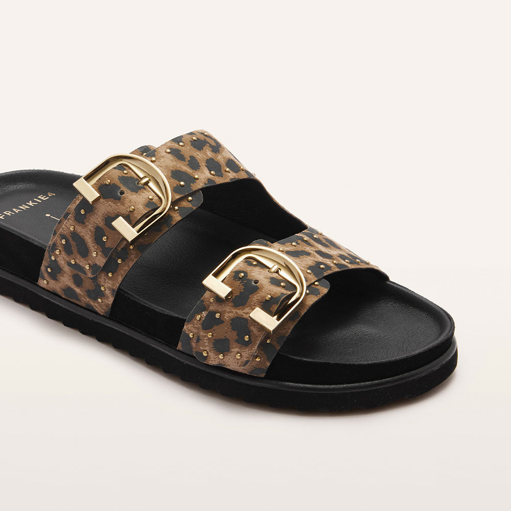 Deon Dark Leopard Print Suede Stud