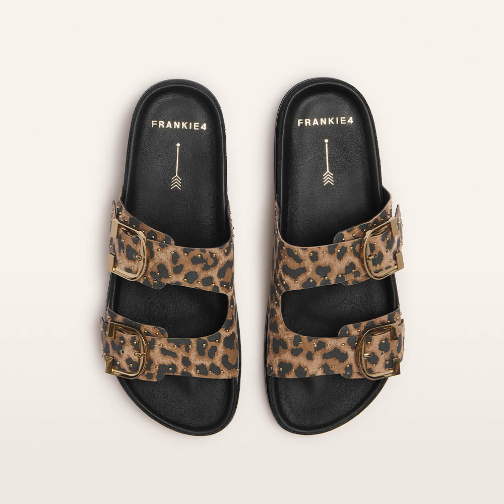 Deon Dark Leopard Print Suede Stud
